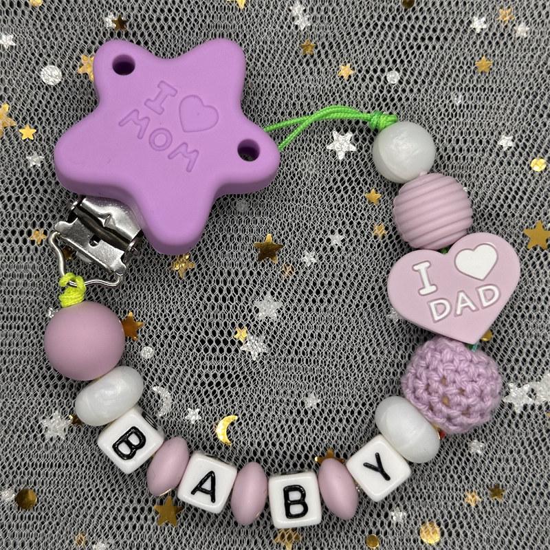 Custom Personalized Name Pacifier Clips BPA Free Silicone Silicone Baby Pacifier Clips Colorful Pacifier Chain Holder Teething
