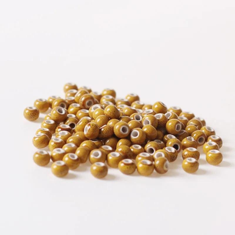 (50 Pcs/Lot) 6mm Round Ceramic Beads DIY Porcelain Loose Beads For Necklace Bracelet Jewelry Making