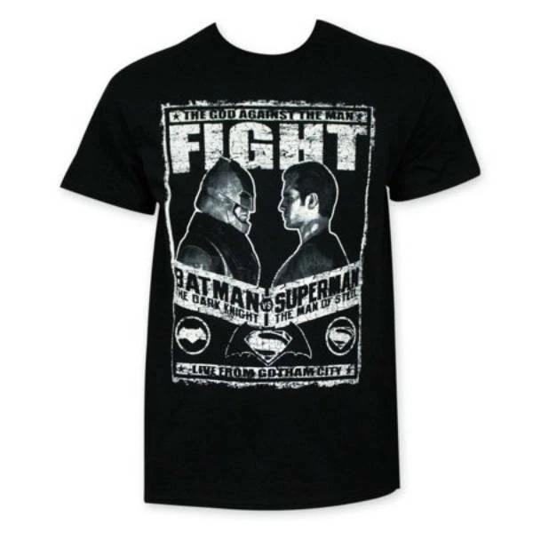 Batman VS Superman Fight Poster Shirt Cotton T Shirt (Sm or Med) L