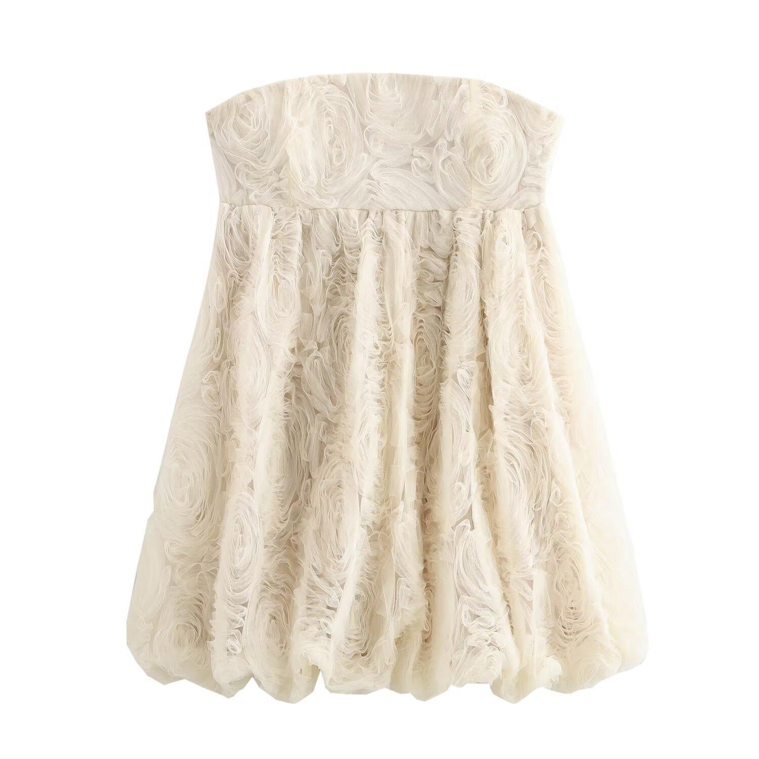 

Женское облегающее платье-бандо без рукавов в европейском и американском стиле зима 2024 L грязно-белый