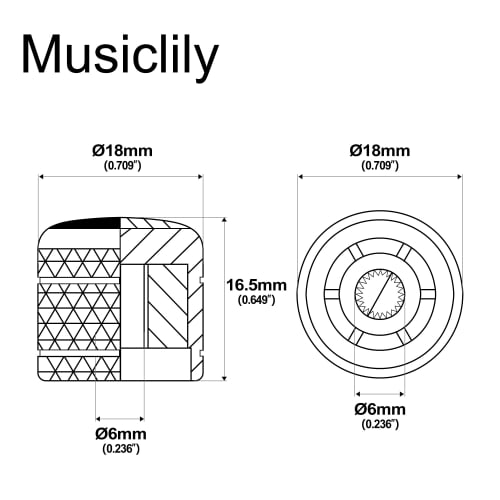 Musiclily Pro Inch-Tone Steel Dome Knobs, Mother of Pearl, Chrome, for USA Electric Guitars and Basses (Set of 2)