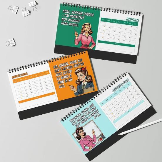 2026 Funny Teacher Swear Desk Calendar 12 Months of Humorous Rants & Motivational Quotes