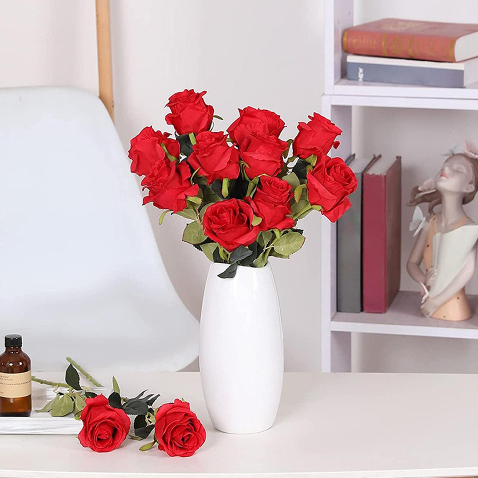 

Имитация вечеринки, однотонная роза, искусственная имитация растений, украшение атмосферы, цветы, 1 комплект, 10 шт. One Size красный