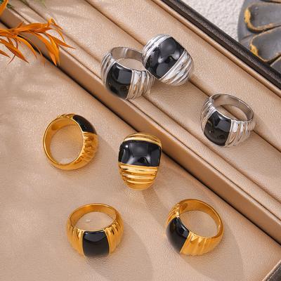 Anello vintage in acciaio al titanio placcato oro vero 18 carati, anello di coppia personalizzato di lusso leggero
