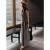 French Lace-up Waist Plaid Vest Dress Women's Summer New Models Are Popular Today, Black and Blue Skirts, Long Dresses