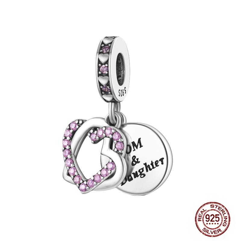 Copper Charms Great Love Mother Family Sister Pink Heart Tulip Cha Beads Fit Original Bracelet Diy Mother'S Day Jewelry Gift