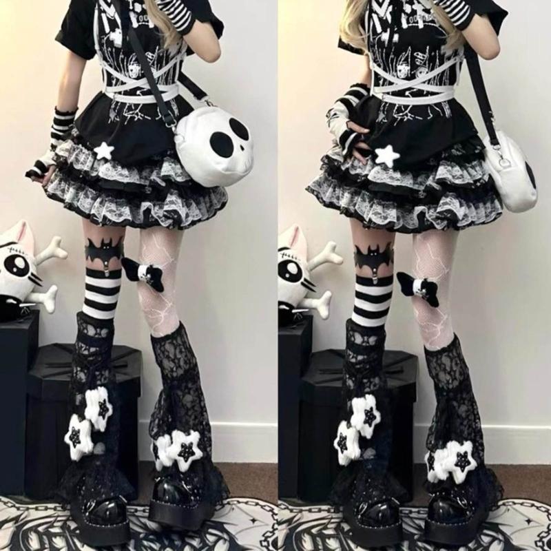 Womens Knee High Leg Warmer Socks Sweet Lace Ankle High Bandage Leg Sleeve Boot Long Tube Lace Leg Sleeve Calf Covers