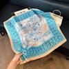Fashion Black and White Printing Temperament Square Scarf Imitation Silk Korean Version Decorative Scarf Scarf Professional Decorative Shawl Silk Scar