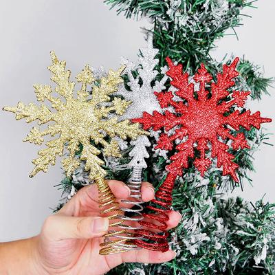1Pc Gold Stamping Christmas Metal Exquisite Tree Top Star Party Decoration Glitter Snowflake Christmas Decoration