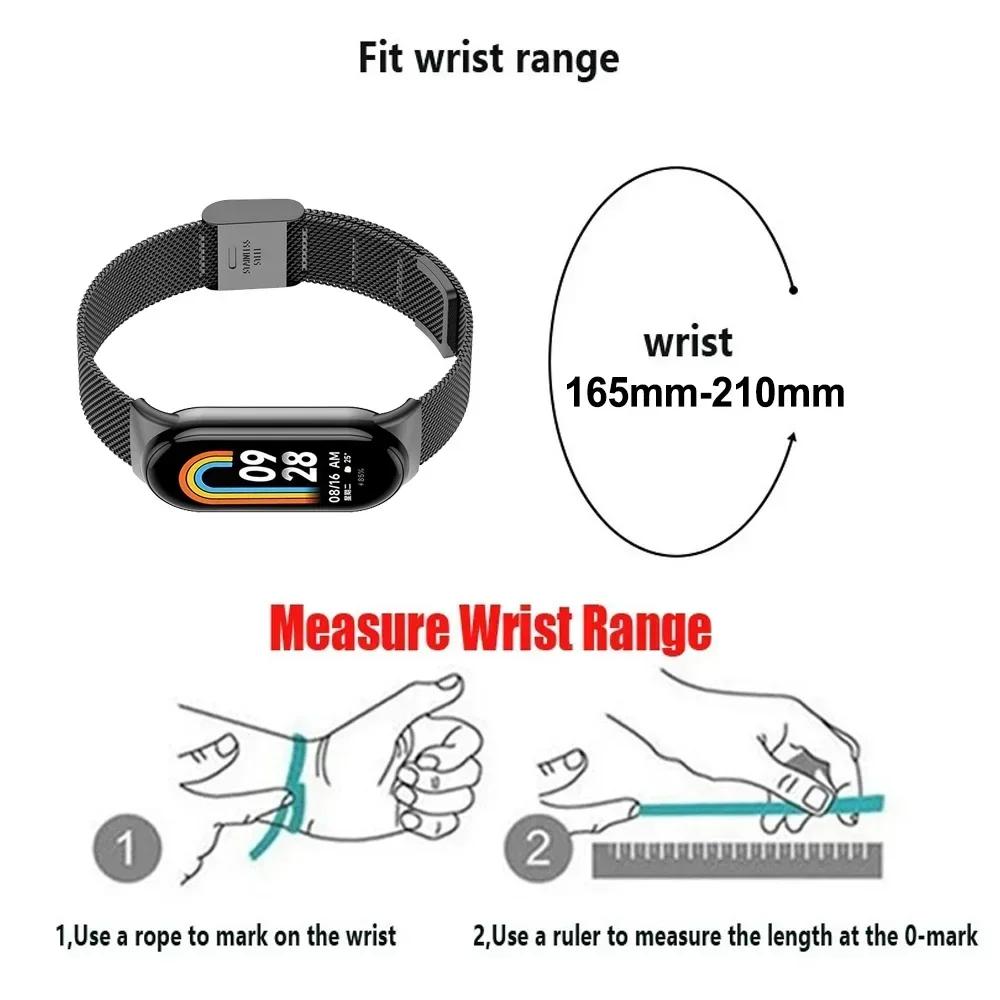 Stainless Steel Strap for Xiaomi Mi 9 8 Band Metal Milanese Bracelet on Mi Band 8 Wristband for Mi Band 9 8 Strap Accessories
