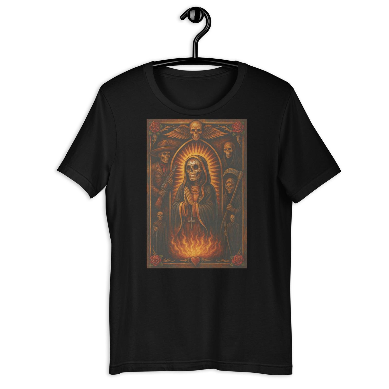 Santa Muerte Gothic Skeleton Virgin Skull Dark Chicano Art Tee S