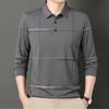 New Dad Wear Men's Lead Long-Sleeved T-shirt Men's Real Pocket Top Striped Men's Polo Shirt with Pockets