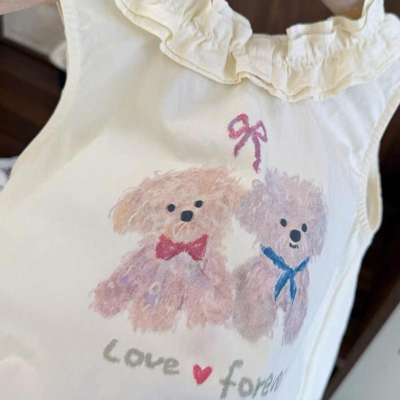 Baby Girl Foreign Style Short Skirt Shirt Vest Top Girl Baby Summer Wear Girls Cool Washed Cotton Doll Shirt