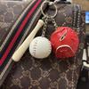Fashion Sports Series Creative Keychain Glove Baseball Bat PU Leather Baseball Keyring Sport Keychain Mini Baseball Gift