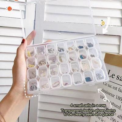 28 griglie di plastica trasparente contenitore portagioie scomparto contenitore regolabile per perline orecchini scatola per portagioie custodia