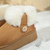 Furry Soft Thick Bottom Snow Boots Women 2025 Winter Warm Fluffy Fur Ankle Boots with Platform Pearl Decoration Designer Shoes