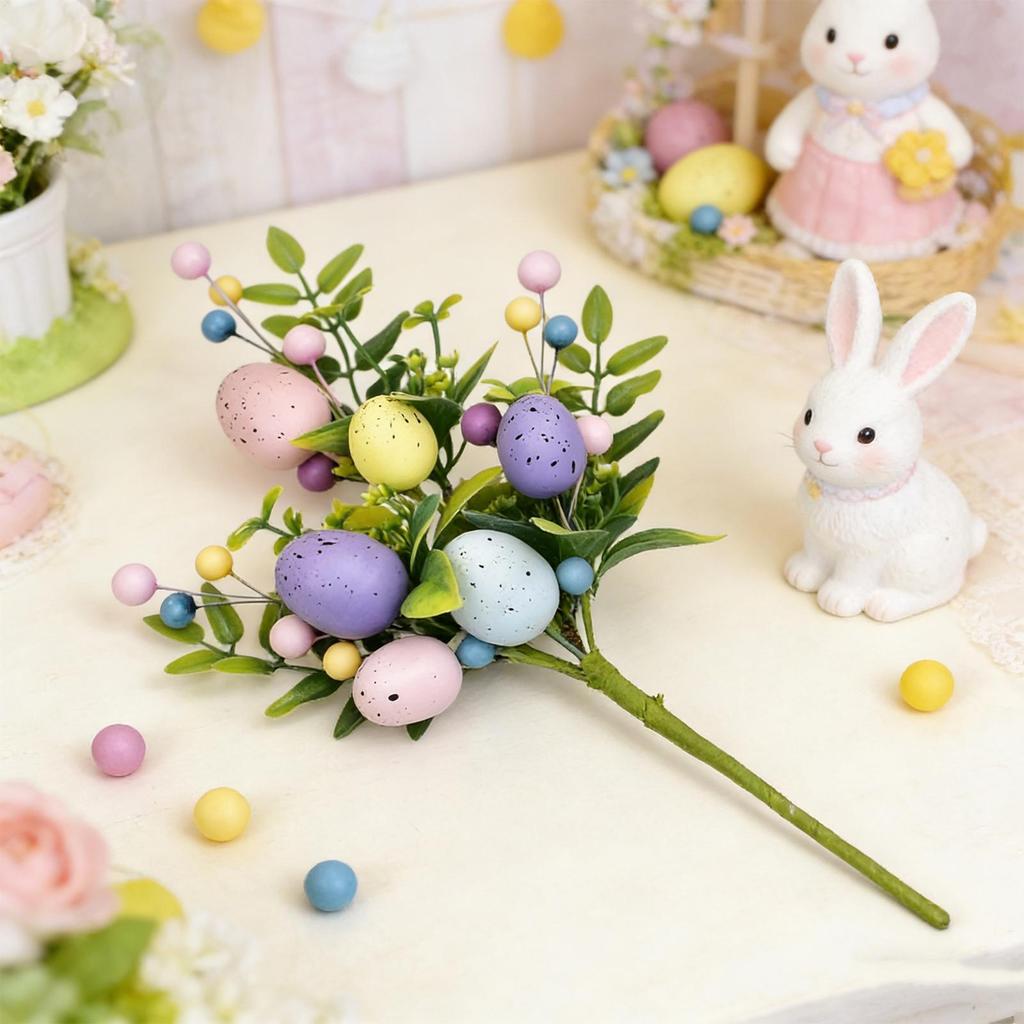 Påsk Konstgjord Blomsterbukett Plast Falsk Blomsterarrangemang med Ägg och Bär för Heminredning 2026 Festtillbehör