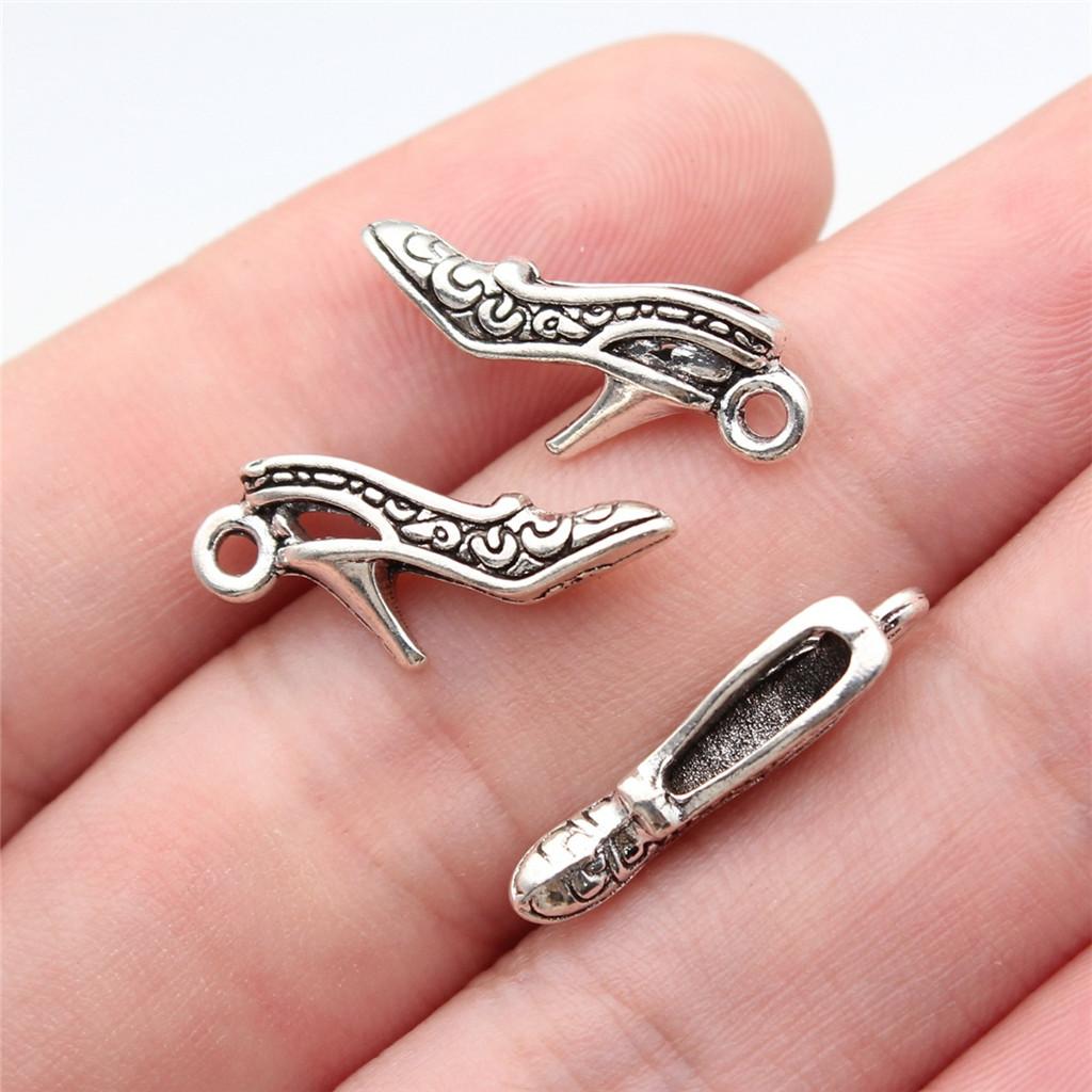 Shoes High Heel Fashion Charm Antique Bronze Zinc Alloy Jewelry Making Supplies for Women Earring Charms Handmade