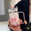 2024 Stylish Heat-Resistant Girls' Glass Water Cup with Straw & Handle for Office Tea Brewing