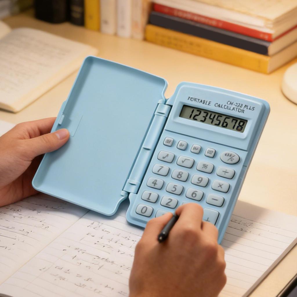 Mini Calculator with Protective Lid Portable Calculation Device for Students Accountants Engineers, Office Business Tool