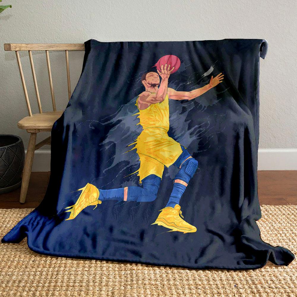 

Basketball Player Dynamic Action Yellow Sportswear bedroom Blanket for Livingroom Couch lunch break Soft throw for Friend s festival Gift 80cm x 120cm