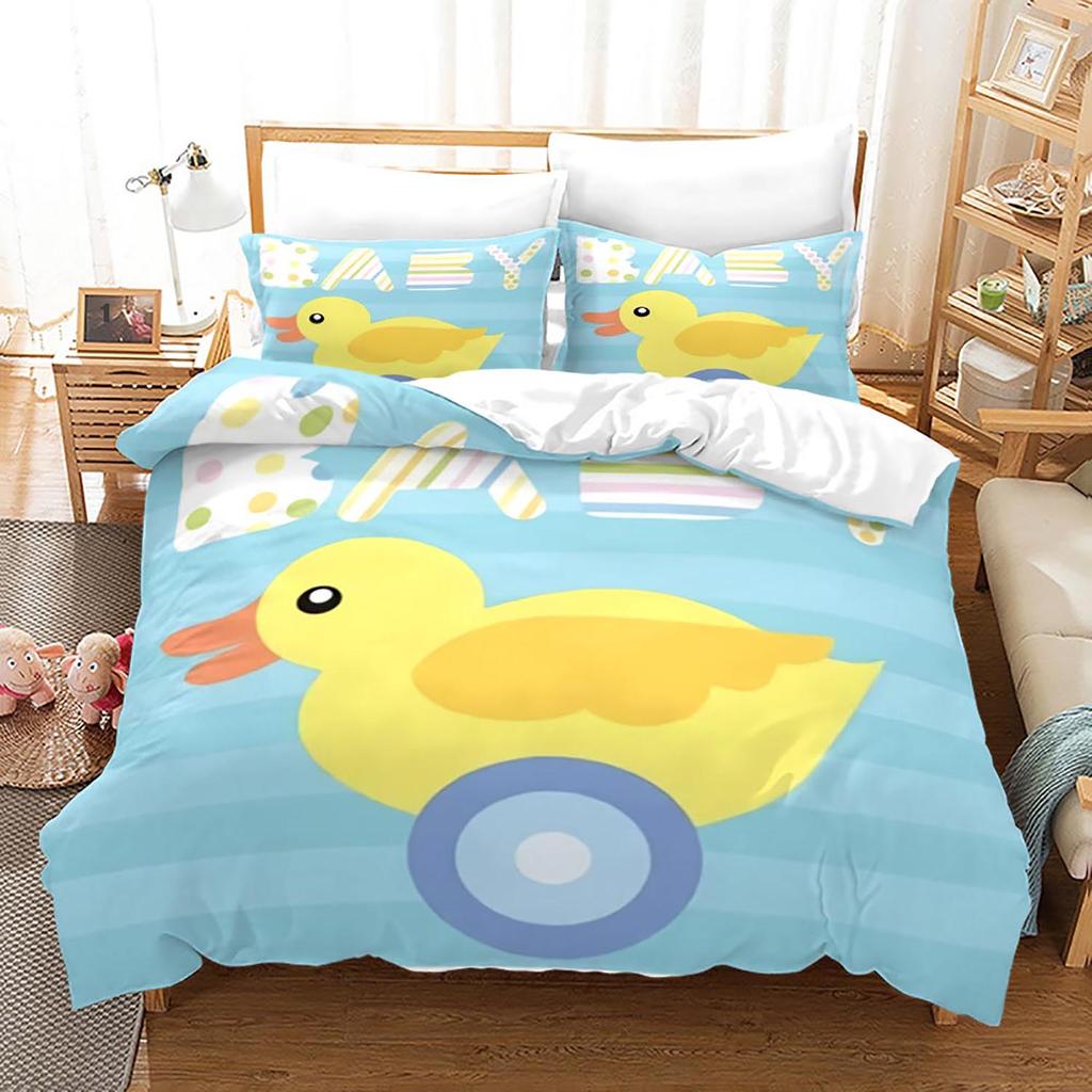 Yellow Duck Bedding Set Single Twin Full Queen King Size Little Duck Bed Set Aldult Kid Bedroom Duvetcover Sets 3D Print 020