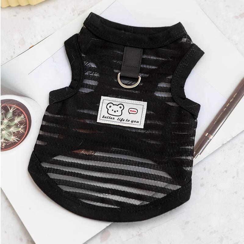 

Spring and Summer Thin Hollow Striped Breathable Pet Vest Traction Bear Clothing Dog Cat Two-legged Clothing XXL (recommended weight 15-10kg)
