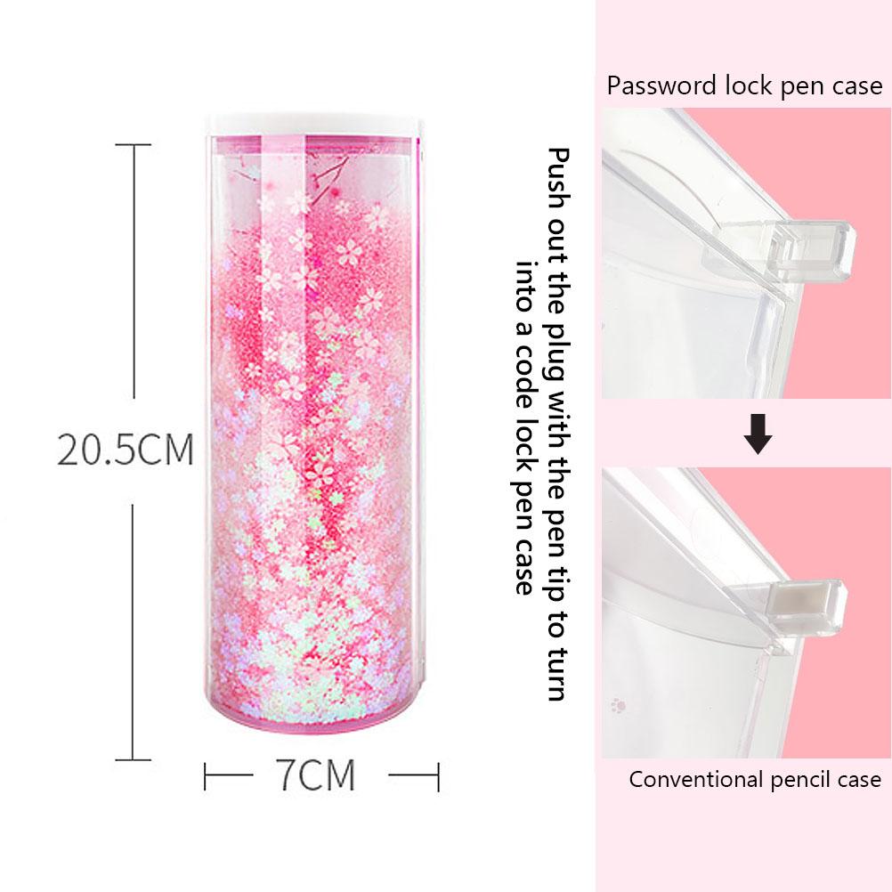 Quicksand Pencil Box Magnetic Clasp Exquisite Intelligent Password Quicksand Pencil Case with Calculator