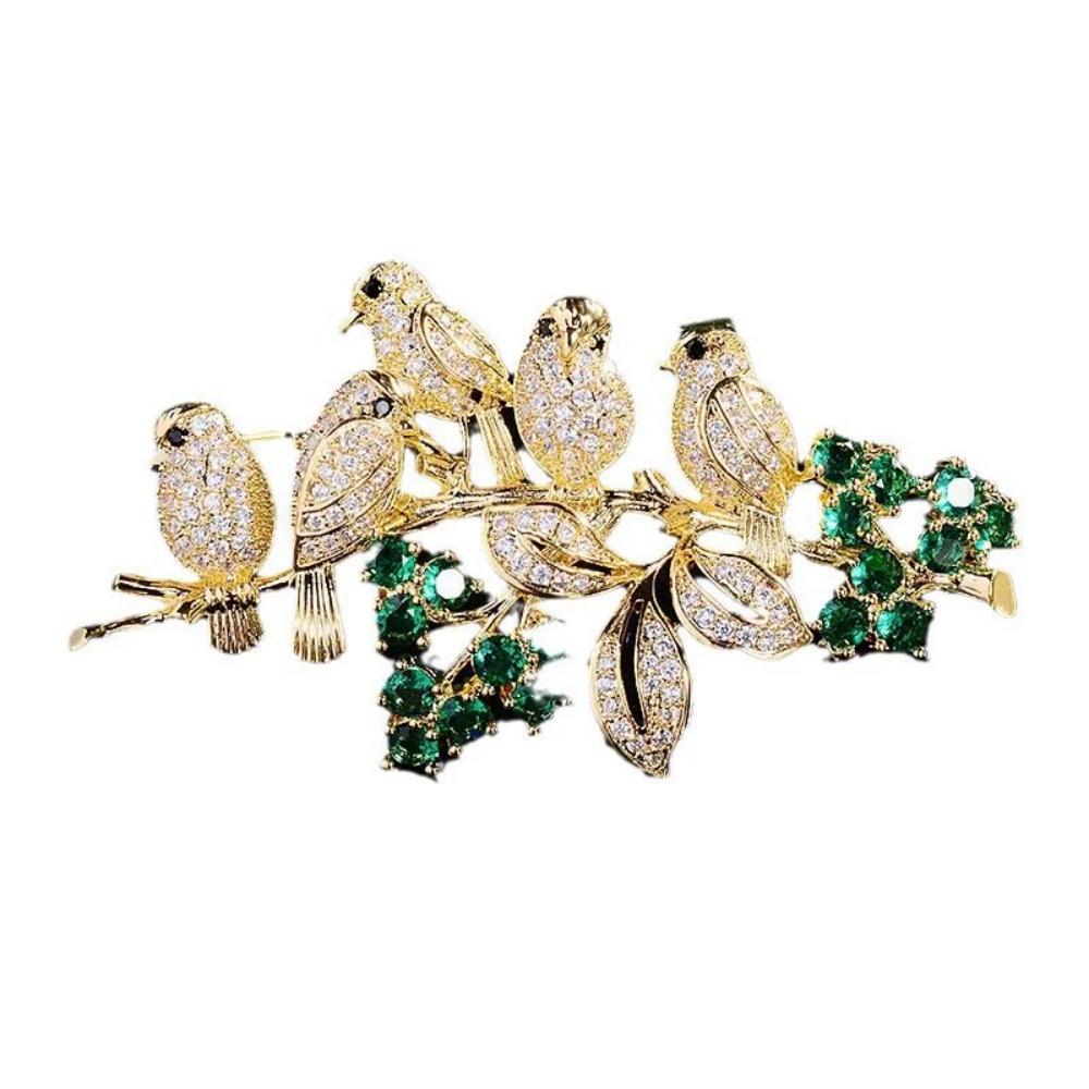 Luxury Bird Shaped Rhinestone Brooch Fashionable and Elegant Suit Jacket Pin Accessories Holiday Gifts