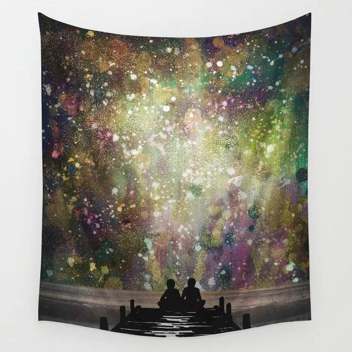 Tapestry Wall Covering Rug Boho Bedspread Home Decor Shiny Mandala Pattern Hippie Hanging