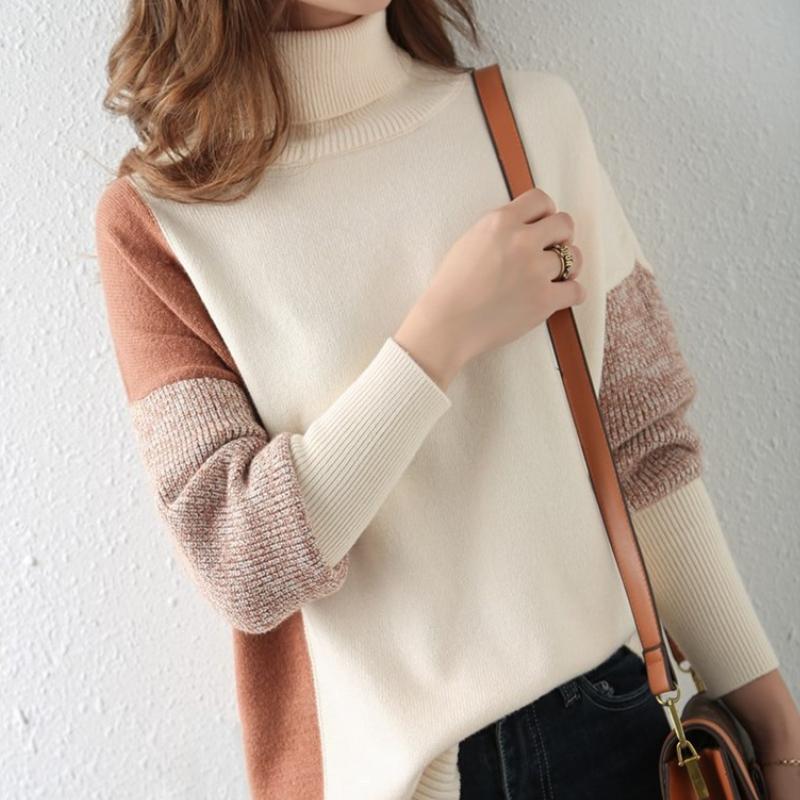 GMXIA Джемпер с высоким воротом и контрастными цветами — фото 9