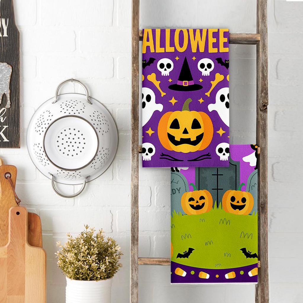 Microfiber printed small towel Halloween decoration gift towel kitchen tea towel rag dish towel christmas towel