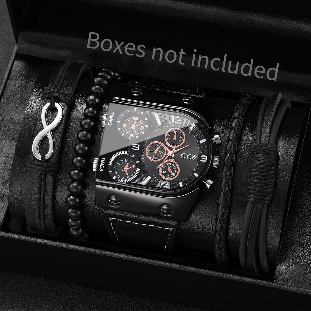 Dai Lanfu Men's Watch Classic Fashion Digital Scale Large Dial Advanced Sense Handsome Trendy Quartz Watch Bracelet Set (No Box)