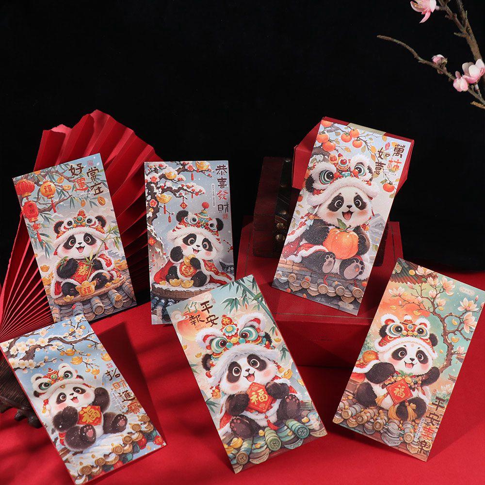 6pcs Chinese Style New Year Red Envelopes Traditional 2025 Snake Year Red Pocket  Kids Gift