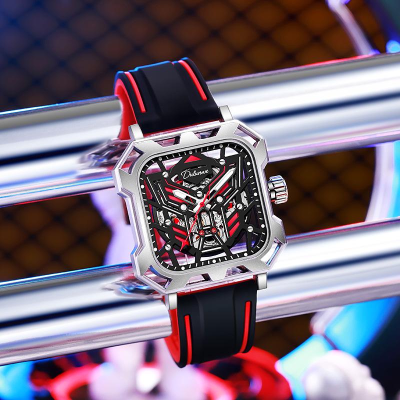 Unique Square Hollow Dial Watches Top Luxury Brand Men Sport Watch Automatic Mechanical Waterproof Wristwatch Relogio