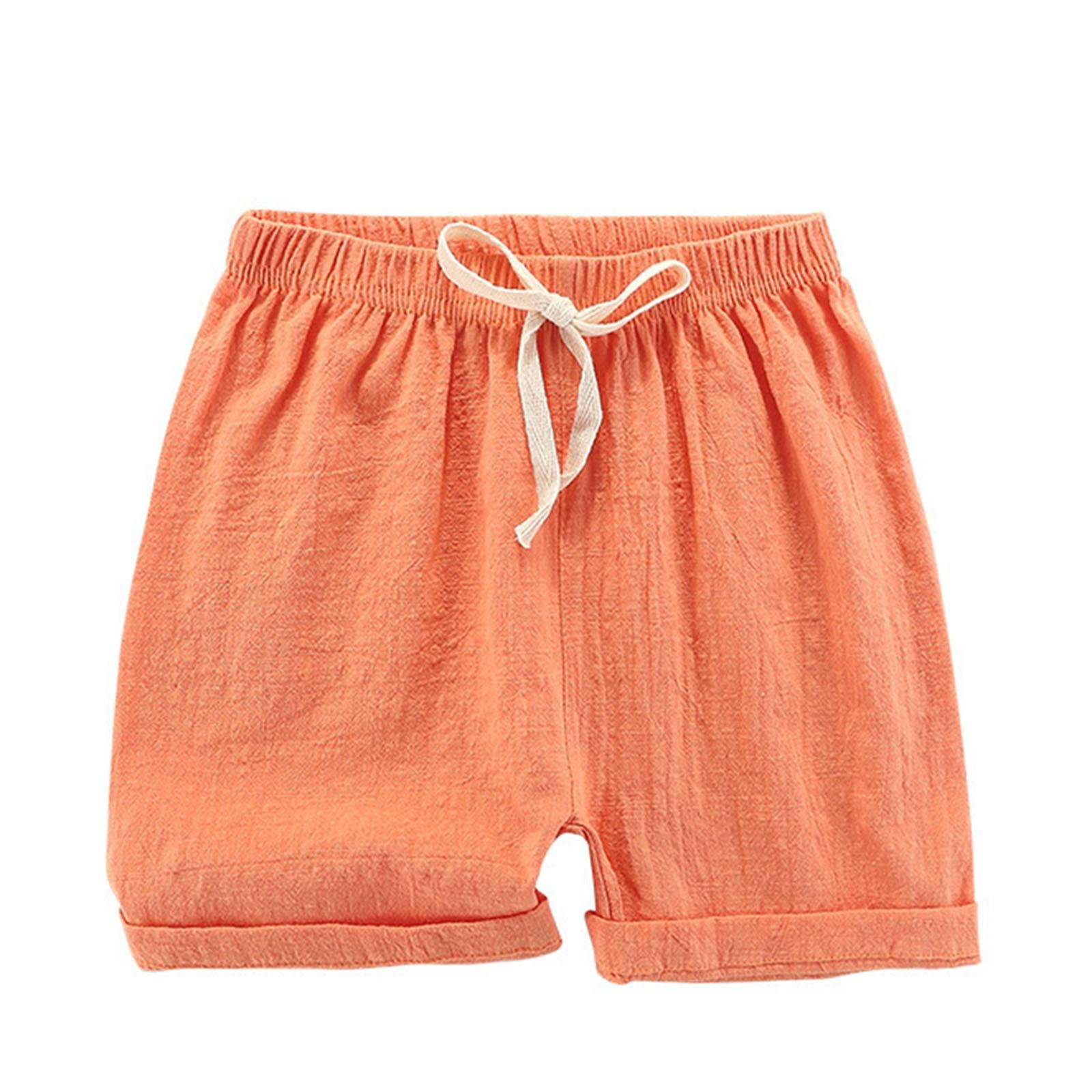 

Детские шорты для мальчиков и девочек, летние повседневные однотонные шорты для бега, спортивные шорты со шнурком 160 шафрановый