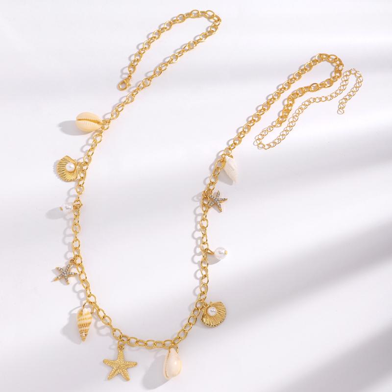Boho Starfish Shell Pearl Waist Chain for Women Delicate Sexy Conch Tassel Belly Chain Trendy Body Chains Versatile Jewelry Gift