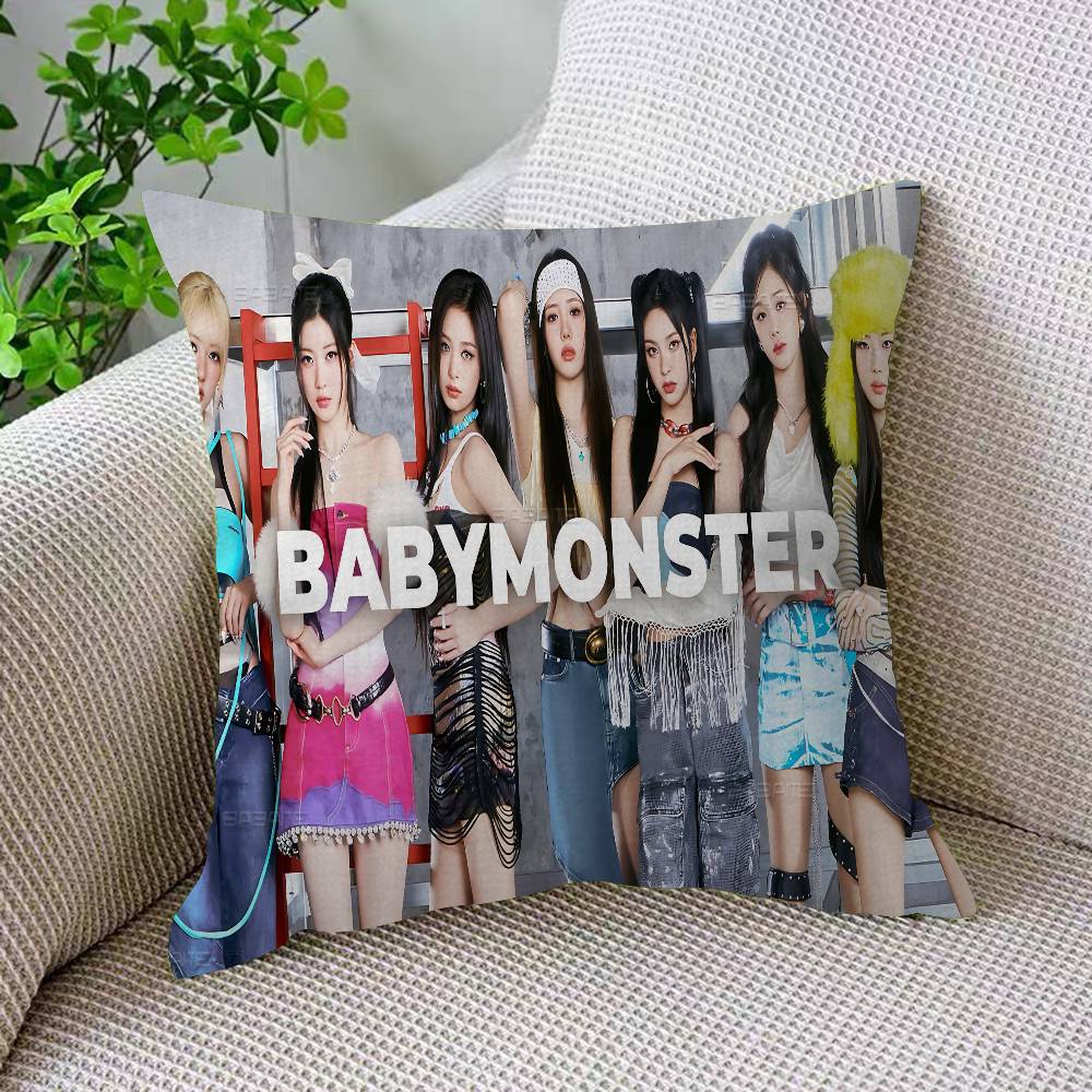 Korean Girl Group B-Babymonster Pillow Anime Pillow Sofa Bed Head Pillow Cover Cushion Cover 45x45 Cm Fashion