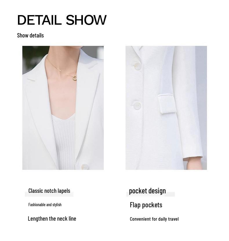 Women's Elegant White Designer Blazer Set: Professional Korean-Style Formal Wear for Interviews and Social Events