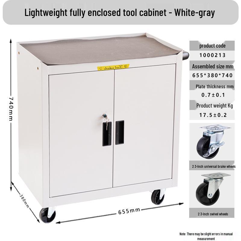 Mobile Locking Tool Trolley Cabinet with Pegboard and Drawers for Workshop Maintenance