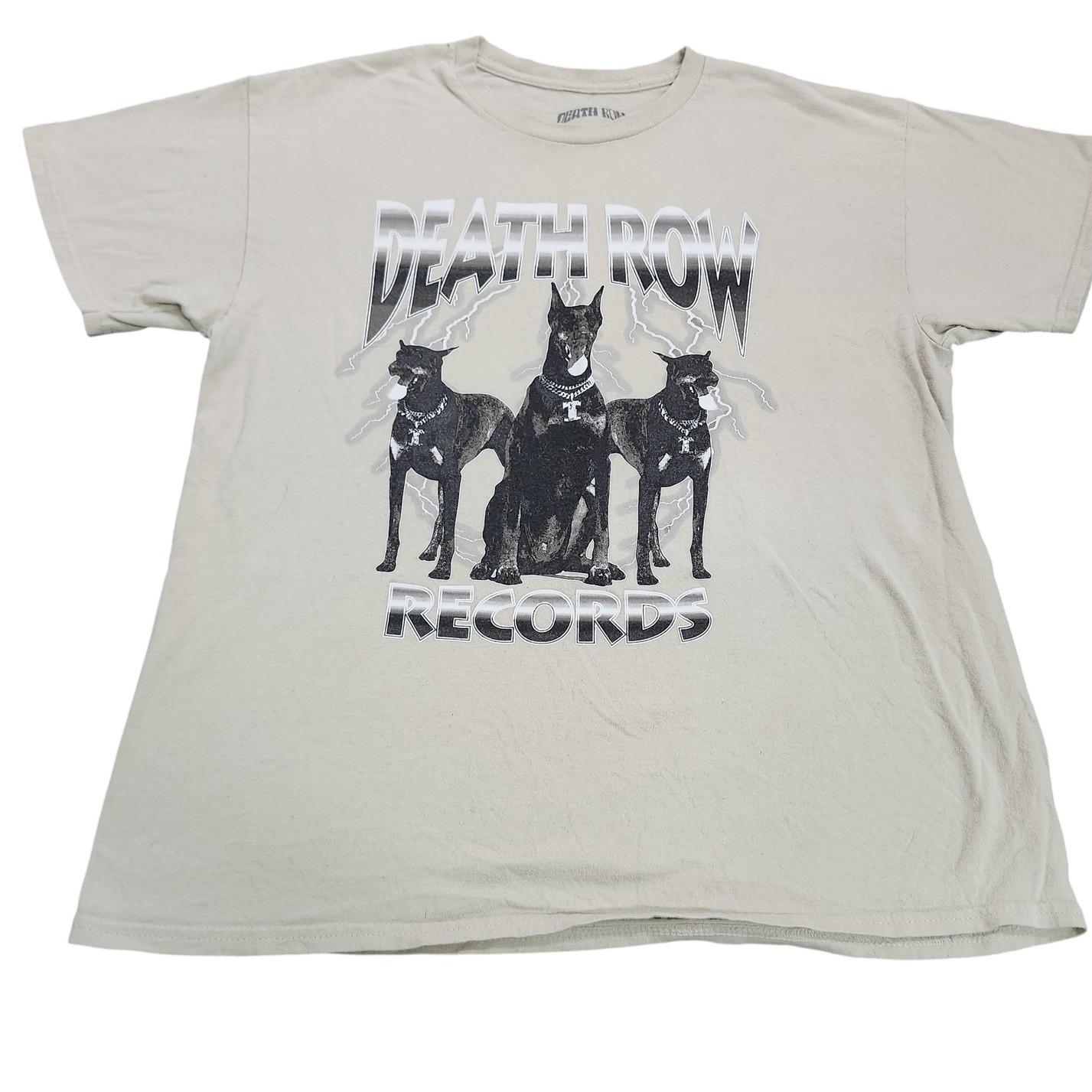 Death Row Records Mens Graphic Tan Doberman Lightning Rap Tee Large Unisex T-Shirt S