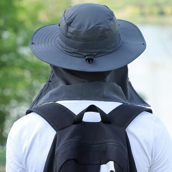 Pălărie de Soare cu Coardă Rezistentă la Vânt Sistem de Umbrar la 360 de Grade Bor Margine Ondulată Pliabilă Pălărie de Exterior cu Protecție Facială Șal