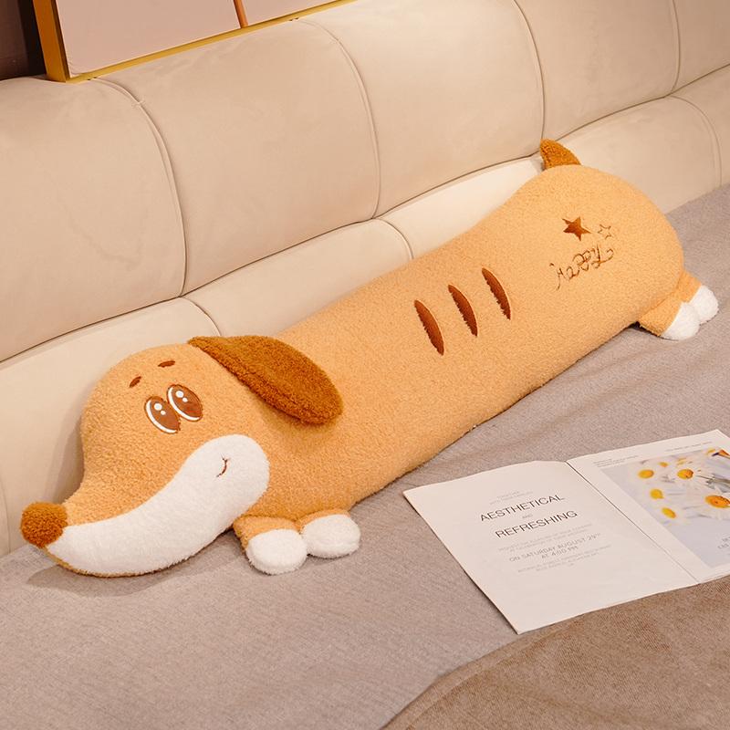 Süße Cartoon-Lächeln-Dackel-Plüschtiere Gemütliches Flauschiges Welpen-Kissen Warme Beruhigende Schlaf-Kissen Schöne Schlafzimmer-Deko 80cm