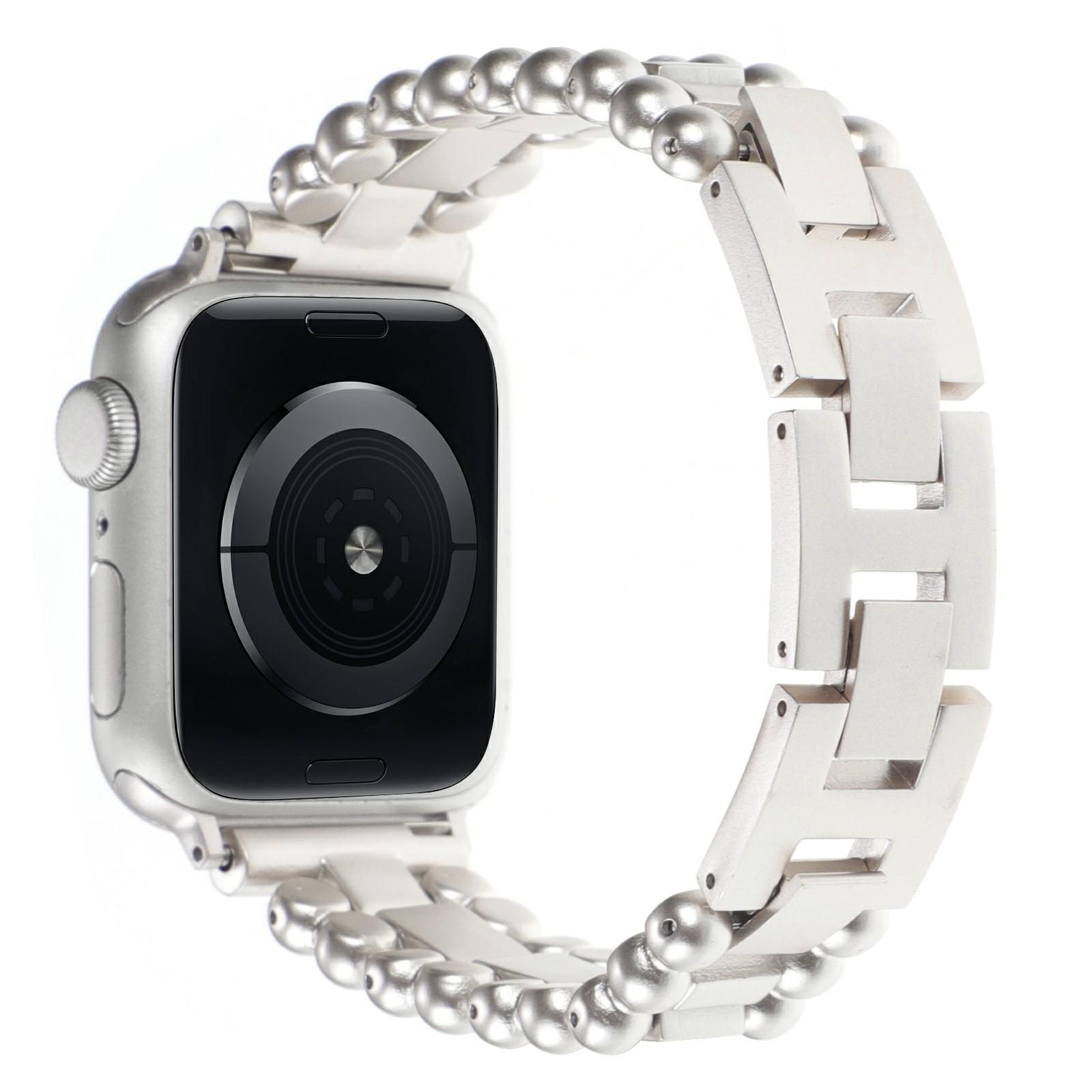 

Watch Band for Apple Watch Series 10 Ultra 9 8 7 SE 6 5 4 3 2 1 46mm 49mm 45mm 44mm 42mm Side Beads Stainless Steel Wrist Strap Titanium