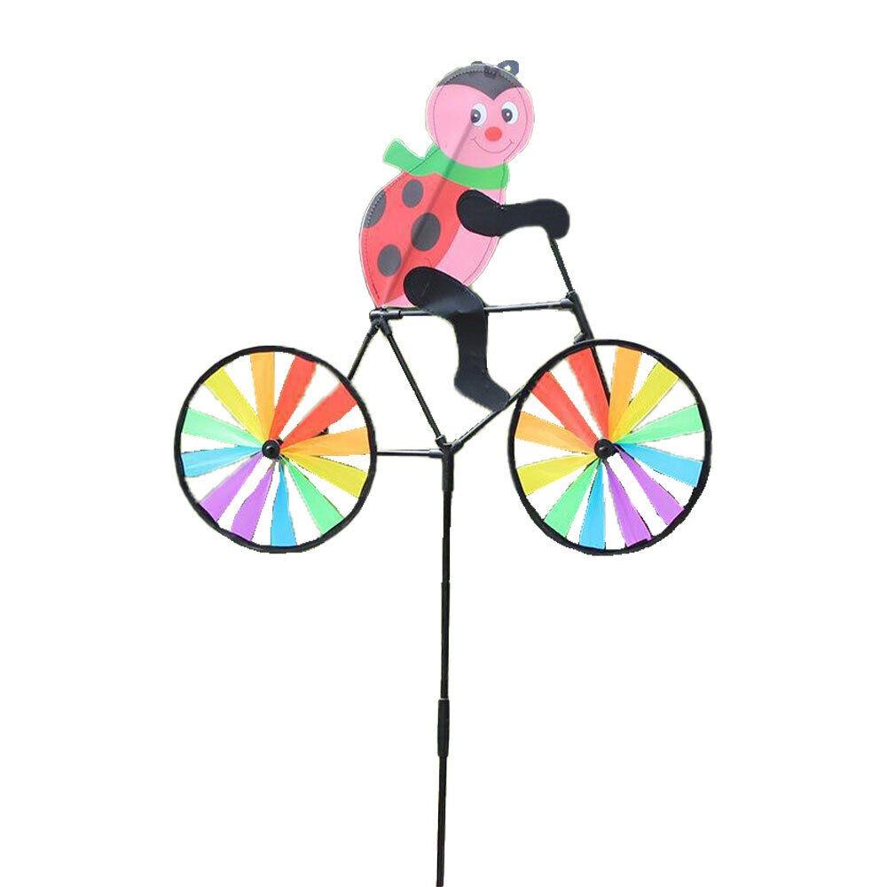 Yard Lawn Decor Animal Bicycle Wind Spinner Bee Outdoor Windmill Durable Bicycle Windmill