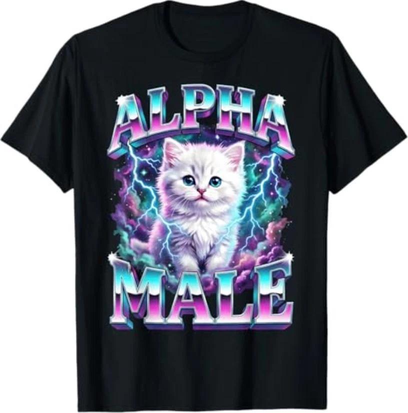 Alpha Male Cat Kitten Funny for Men Women T-Shirt L