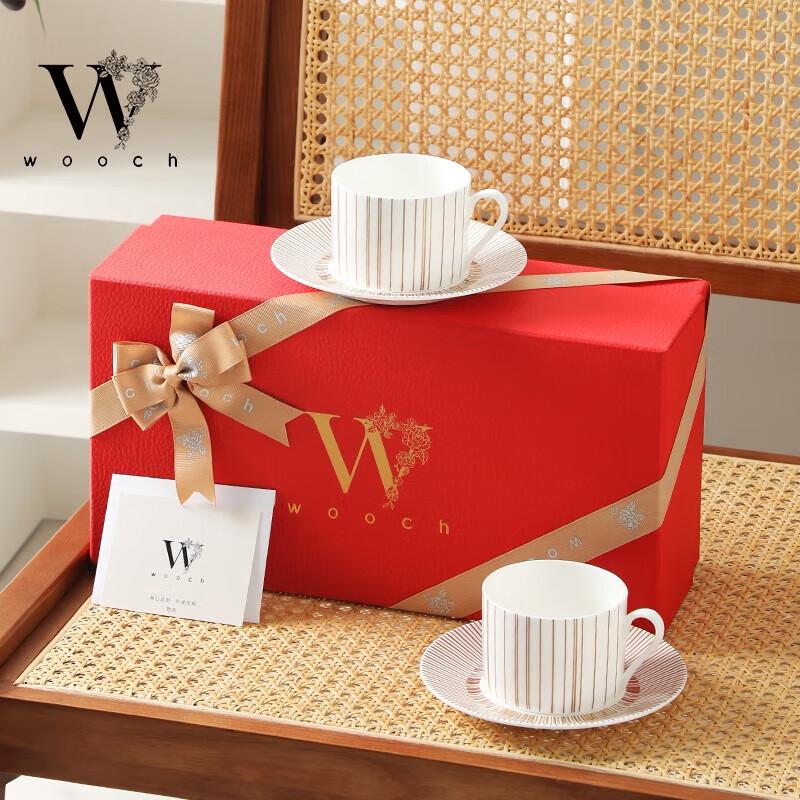WOOCH Golden Light Ceramic Cup & Saucer Gift Set
