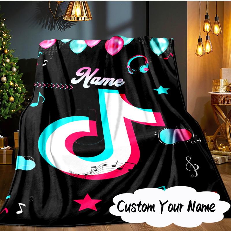 Custom Name Music Tik Celebration Blanket Ideal Bedding Blanket Perfect for Travel, Camping, Living Rooms, Offices, Sofas, Fan Christmas gift