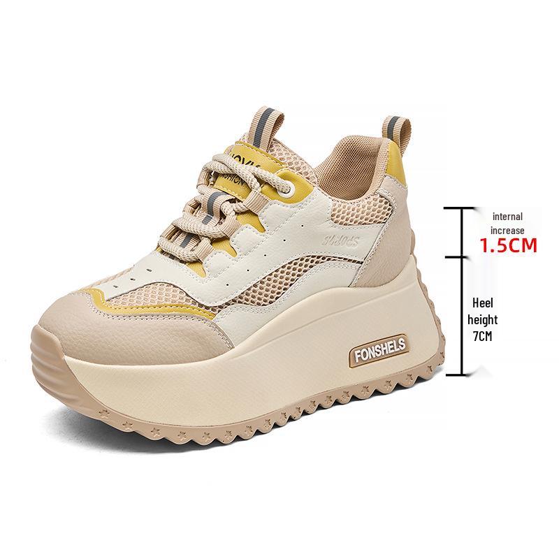 Spring/Summer 8cm Women's Platform Trainer – Versatile Sport Casual Dad Shoes