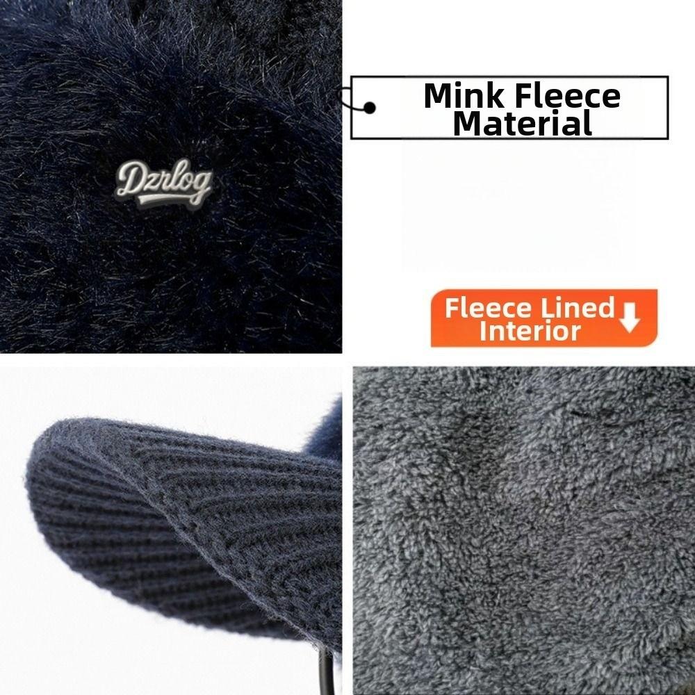 Comfortable Thick Warm Winter Thermal Hat Earflaps Windproof Knitted Cap Elasticity Elderly Beanie Dad Grandpa